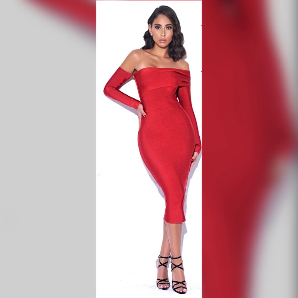 ❣️Charlotte Off Shoulder Long Sleeve Bandage Dress❣️